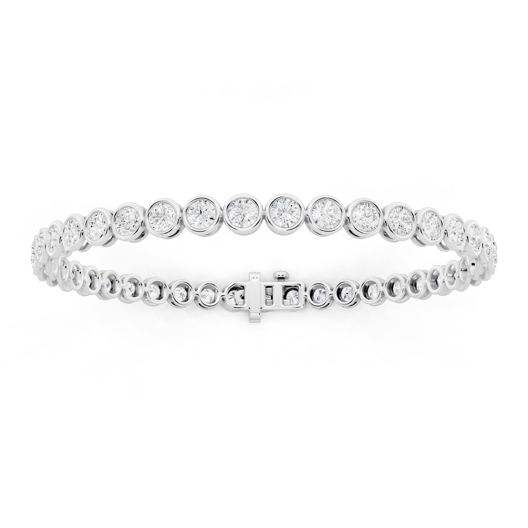Auriya 14K Gold Round Lab Grown Diamond Bezel Tennis Bracelet 5 1/4 ct. tw. (E-F VS)