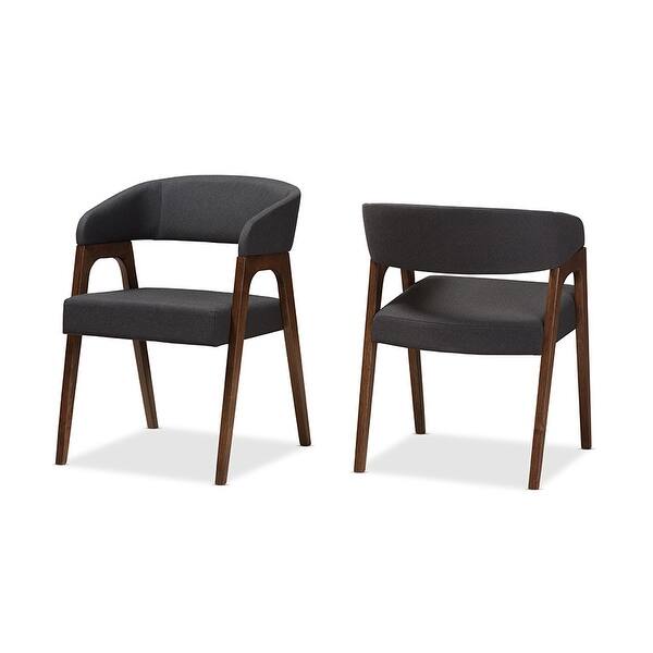 Shop Tory Mid Century Walnut Wood Dark Grey Fabric Dining Chair 2pcs Overstock 20726516