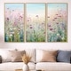 preview thumbnail 6 of 18, Designart "Wild Flowers Meadows" Flower Field Framed Art Set of 3 - Traditional Wall Art Set Purple Wall Decor 3 Pieces 60 in. W x 40 in. H - 3 Panels - Brown
