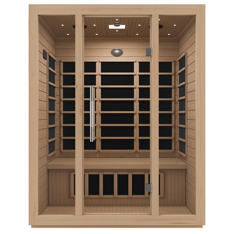 SteamSpa 3-Person 2.2KW Carbon FAR Infrared Hemlock Wooden Indoor Home Sauna Room with LED Touch Control Panel - Wood