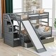 preview thumbnail 4 of 22, Twin over Full Bunk Bed with Slide, Drawers, Storage Grids & Guardrails, Space-Saving Design, Interchangeable Ladder, Grey
