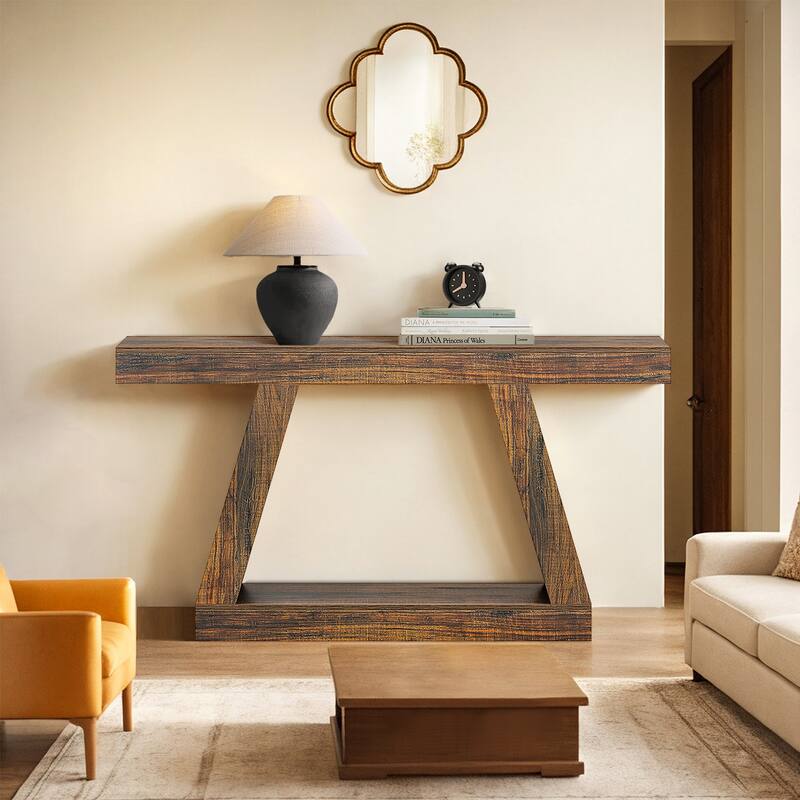 Farmhouse Console Table, 55" Sofa Table with Storage