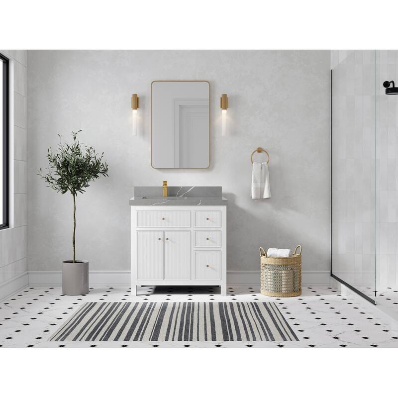 Willow Collections 36 in W x 22 in D Sonoma Left Offset Free Standing Reeded Bathroom Vanity with Countertop