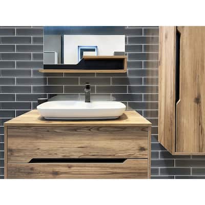 Apollo tile 3" x 12" Colorway Glossy Coin Gray Glass Tile (5 sq ft/case) - 20 Pack