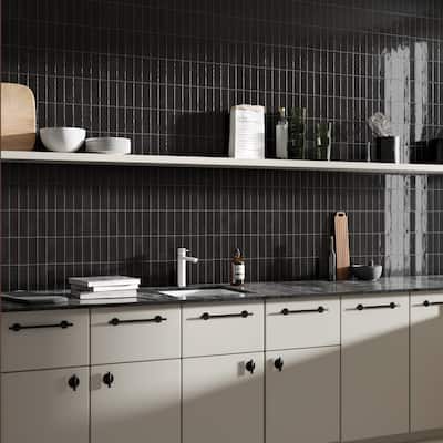 Merola Tile Coco Glossy Black Hat 2" x 5-7/8" Porcelain Wall Tile