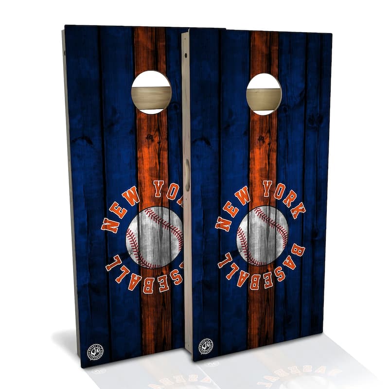 New York Baseball Outdoor Cornhole Board Set - Premium 2x4 - Include Carrying Case