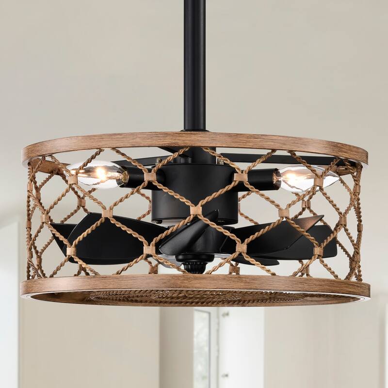 16 Inch Modern Wood Grain Fandelier