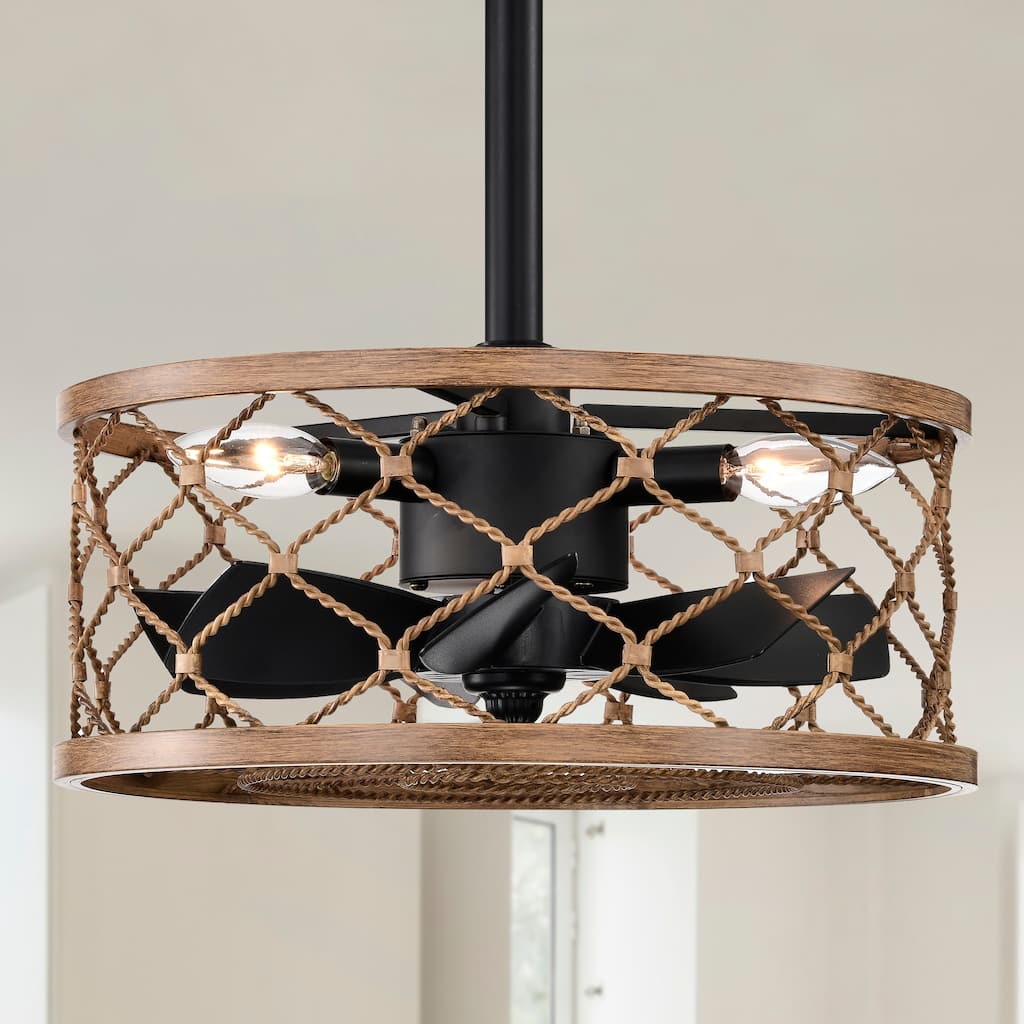 16 Inch Modern Wood Grain Fandelier