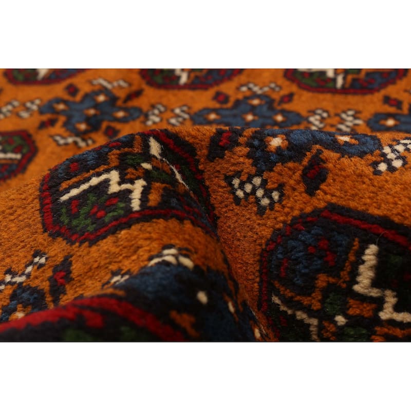 ECARPETGALLERY Hand-knotted Uzbek Kargahi Orange Wool Rug - 6'6 x 9'9