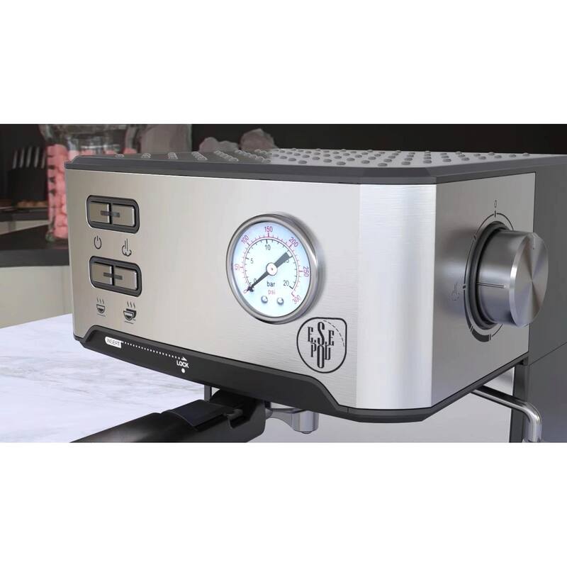 20 Bar Professional Espresso Machine with Milk Frother, Single & Double Shot, ESE Pod Compatible, Pressure Display