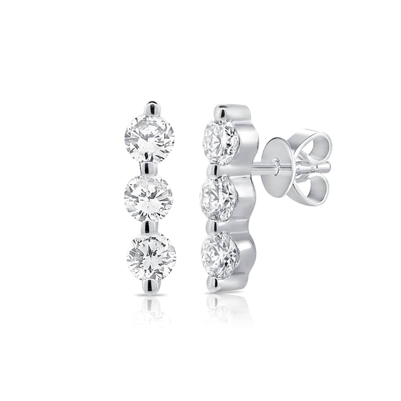 Joelle Collection Diamond Bar Earrings Graduate 14K Gold 1/5ct