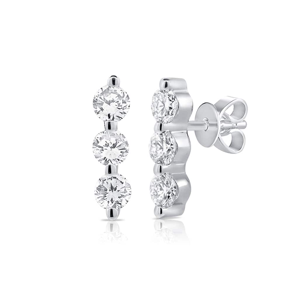 Joelle Collection Diamond Bar Earrings Graduate 14K Gold 1/5ct