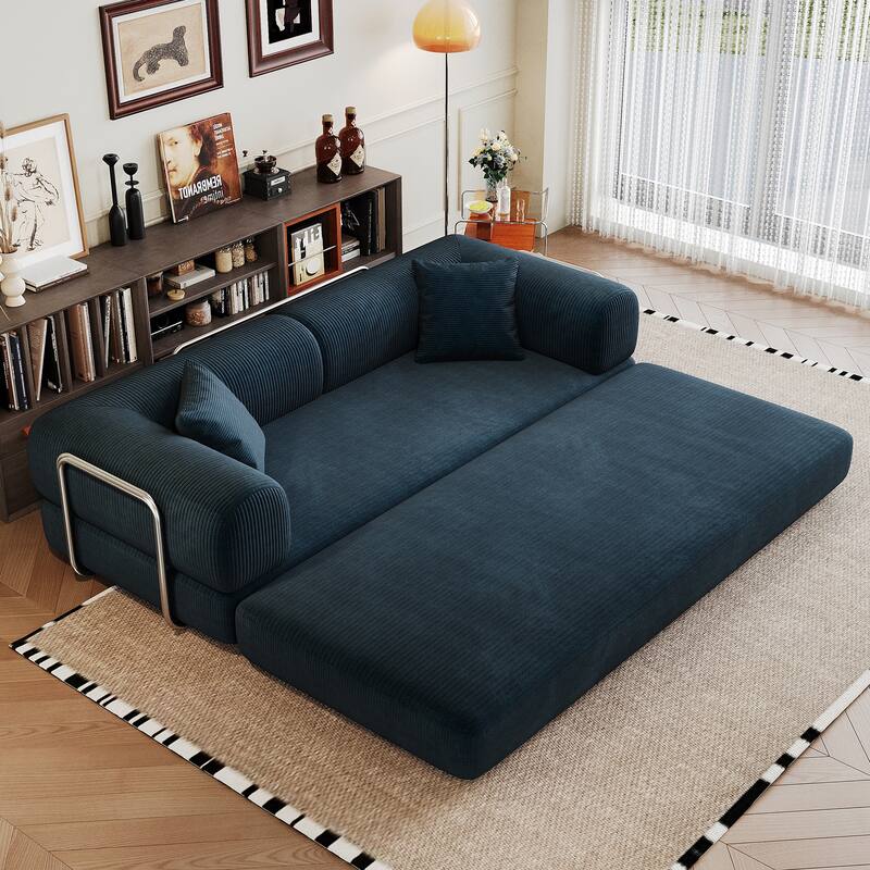 78.8" Convertible Floor Sofa Bed, Corduroy Folding Mattress Sofa Couch for Small Spaces ,No Assembly