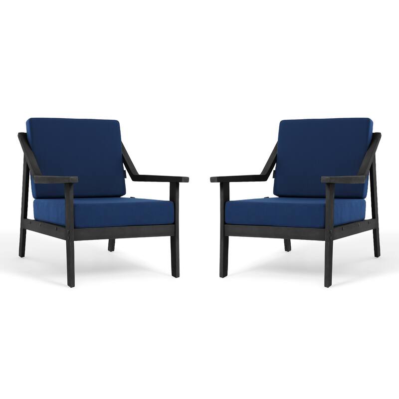 Solid Wood Outdoor Arm Chair Loveseat with Cushion