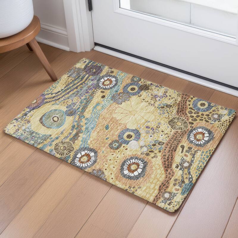 Machine Washable Indoor/ Outdoor Whimsy Floral Chantille Rug