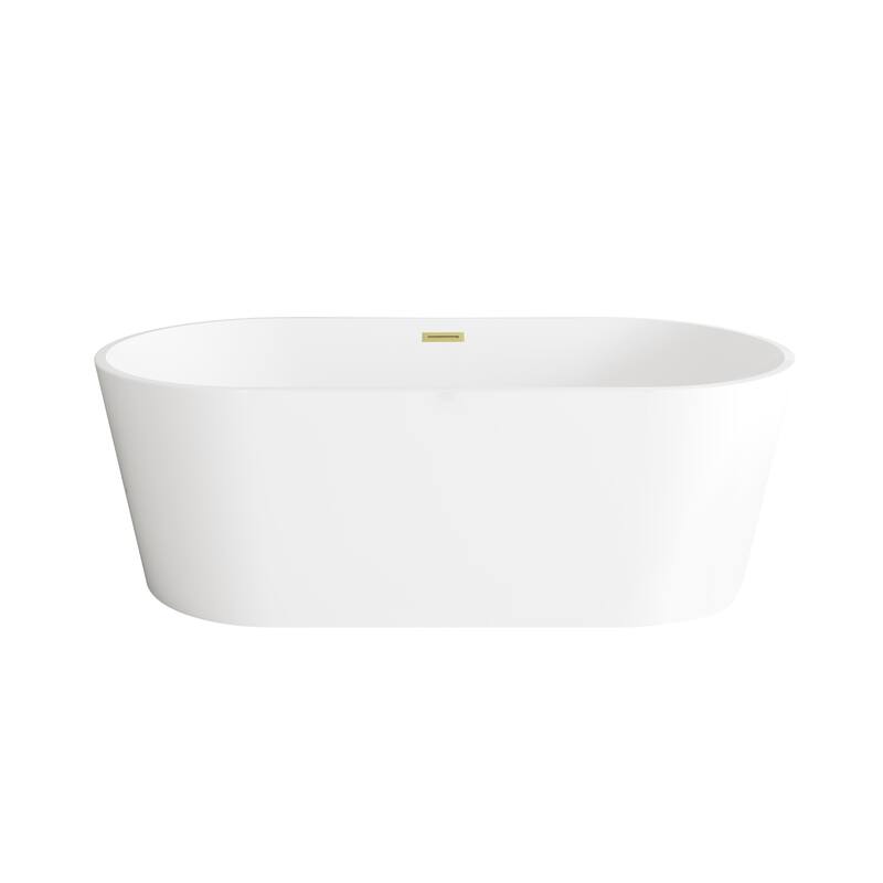 Melisande Bathtub in Glossy White - Glossy White with Brushed Gold Trim - 67"