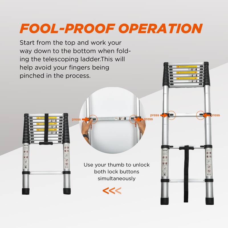 10.5FTFT Portable Multi-Purpose Aluminum Telescopic Extension Ladder