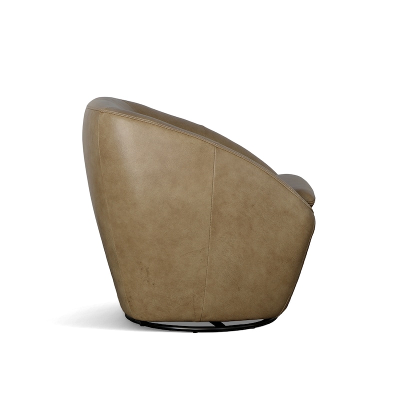Homestyles Wade Brown Leather Swivel Chair - 30" x 30" x 32"