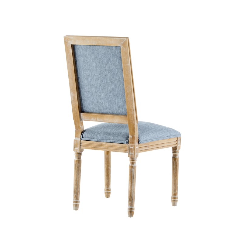 [Set of 4] French Country Dining Chairs - Elegant Cane Backrest & Upholstered Seats with Fluted Legs- Solid Rubberwood Frame