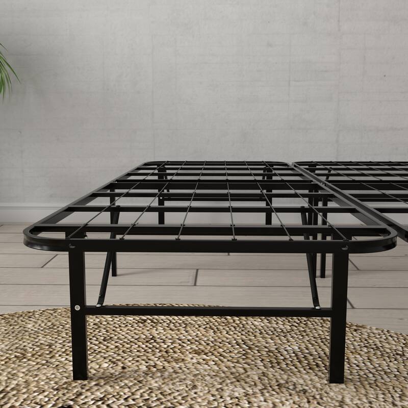 Steel Black Twin XL Platform Foundation with Tool-Free Assembly