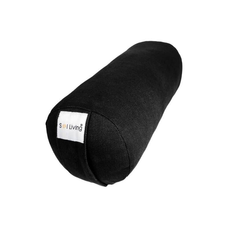 Sol Living Cylindrical Yoga Bolster Mini Meditation Cushion - Cotton - 14" x 6" x 6" - Black