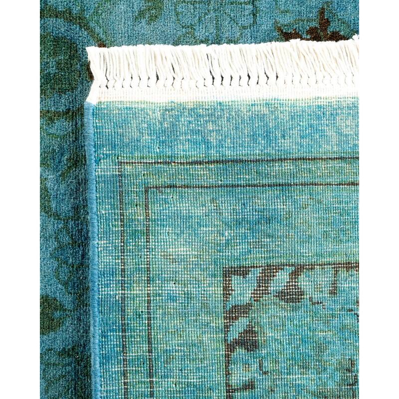 Overton Hand Knotted Wool Vintage Inspired Modern Contemporary Overdyed Blue Area Rug - 6' 1" x 9' 0"
