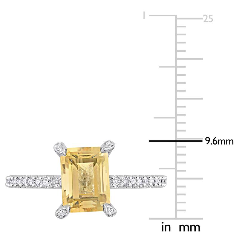 Miadora 1 1/2ct TGW Citrine and 1/10ct TDW Diamond Octagon Ring in 10k White Gold