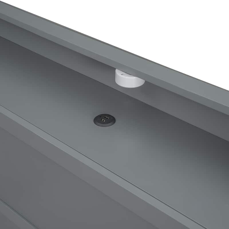 Full Size Platform Bed with LED Light and USB ports