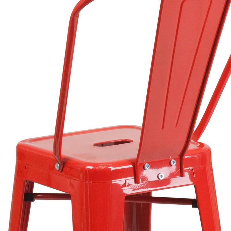 24'' High Metal Indoor-Outdoor Counter Height Stool with Back