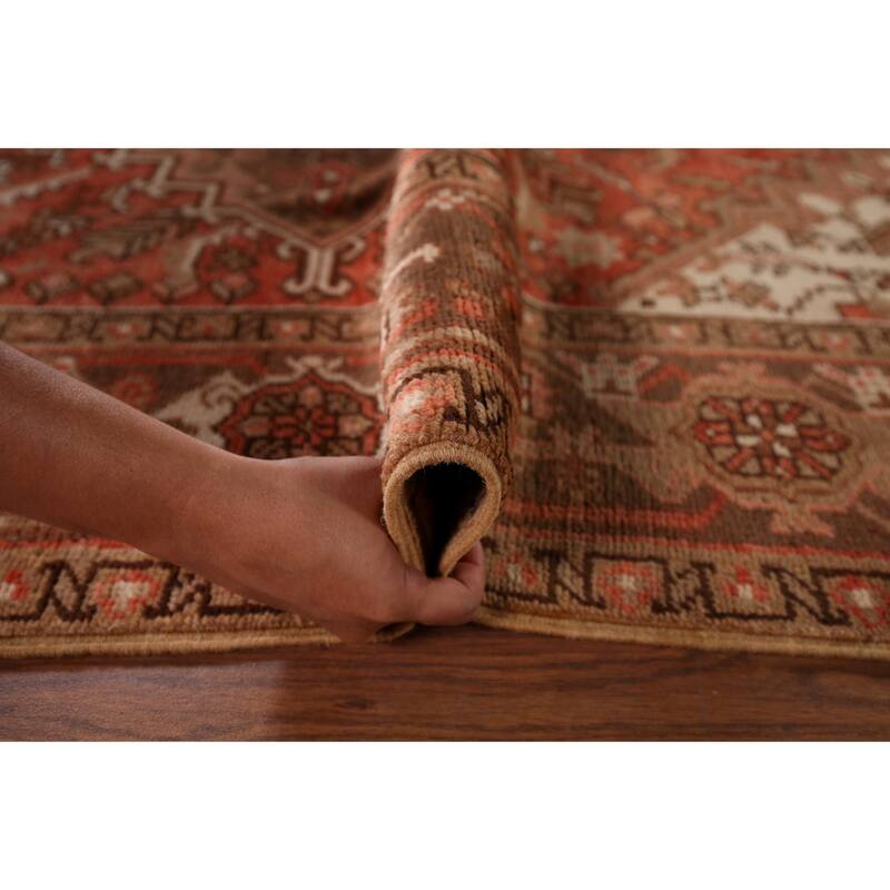 Geometric Heriz Persian Vintage Wool Carpet - 6'6"x 9'6"