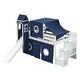 preview thumbnail 5 of 32, Twin Loft Bed with Tent & Tower, Castle Design, Blue, Fun & Spacious