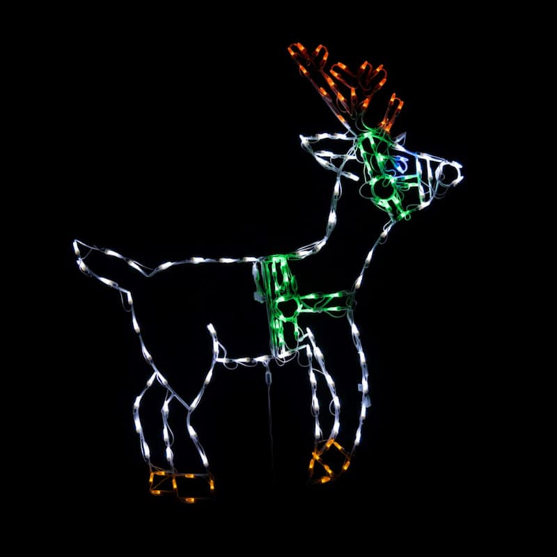 LED Lighted Standing Reindeer Outdoor Christmas Decoration - 46" - White
