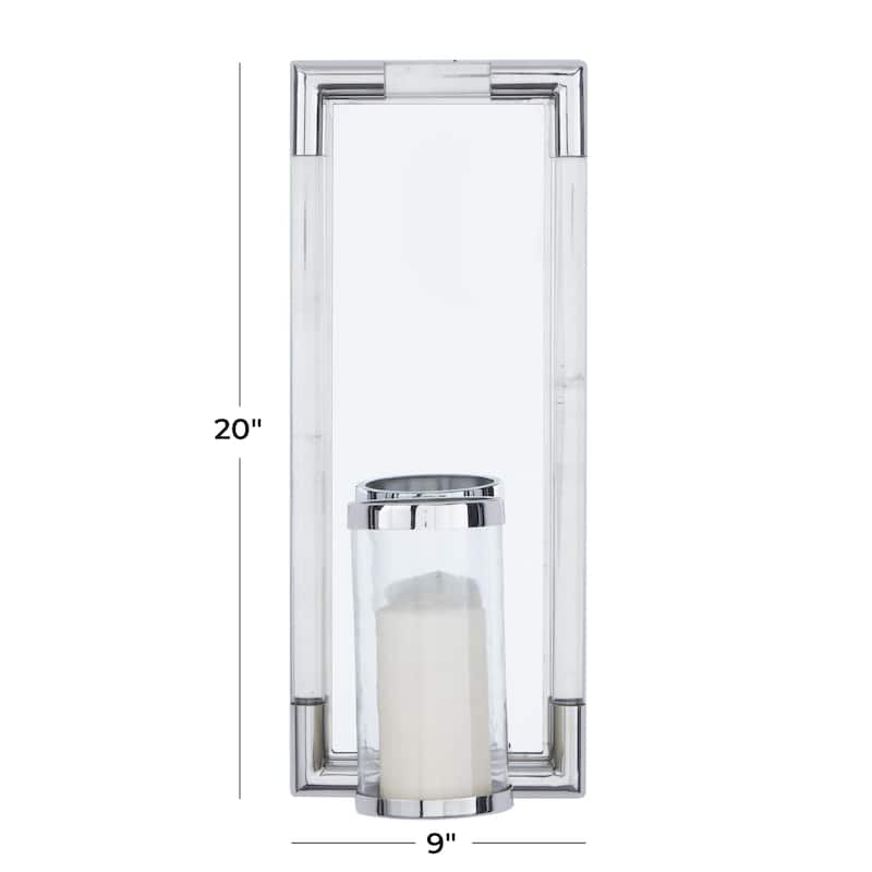 Stainless Steel Metal Geometric Pillar Wall Sconce with Mirror Backing - Silver - Roche River Decor