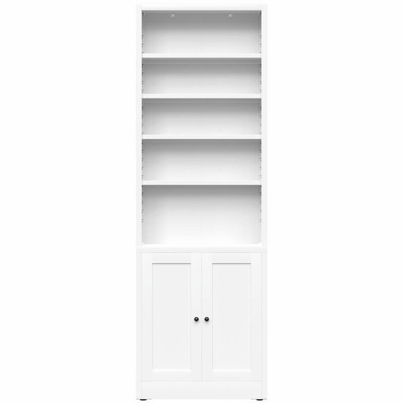 71" Tall Metal Bookcase with Door and Adjustable Shelves - White
