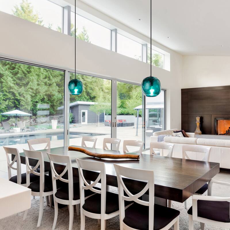 Quinn River of Goods Black Metal and Hand Blown Glass 6-Inch Pendant Light with Adjustable Hanging Cord - 6" x 6" x 60"