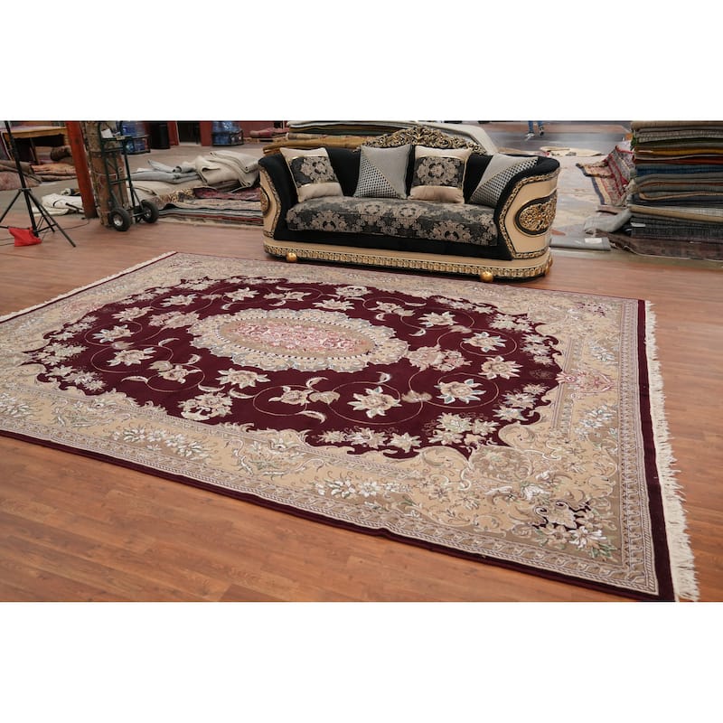Victorian Style Tabriz Turkish Area Rug Machine-Made Carpet - 9'8" x 13'1"