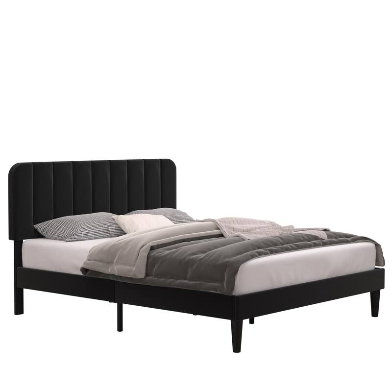 Javlergo Upholstered Bed Frames with Height-adjustable Headboard