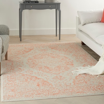 Nourison Tranquil Persian Medallion Pink/Ivory Area Rug