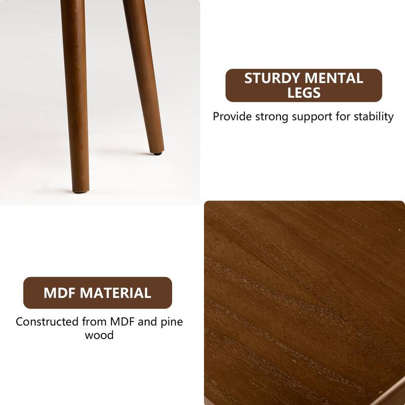 COSIEST Modern Brown Solid Wood Nightstand with Drawer