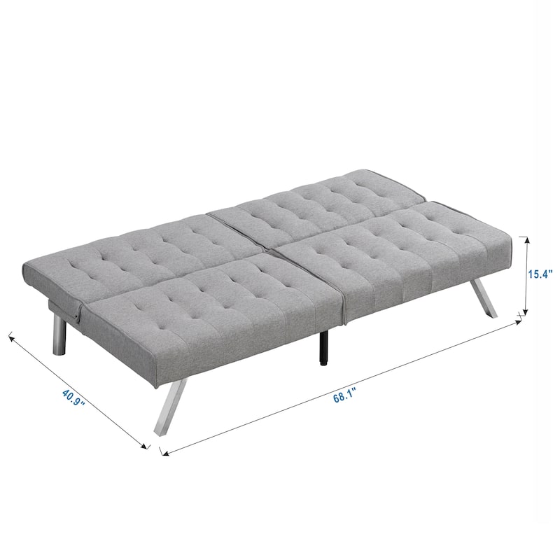 Modern Sofa Bed with Wooden Frame and Stainless Steel Legs, Adjustable Backrest for Home Lounge Area and Office