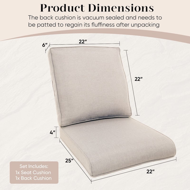 Pocassy 22x25x4" Outdoor Cushion for Swivel Chairs Sofa Set