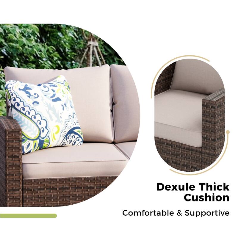 9-Seat Patio Furniture Wicker Rattan Outdoor High-back Sectional Sofa Conversation Set with Firepit Table