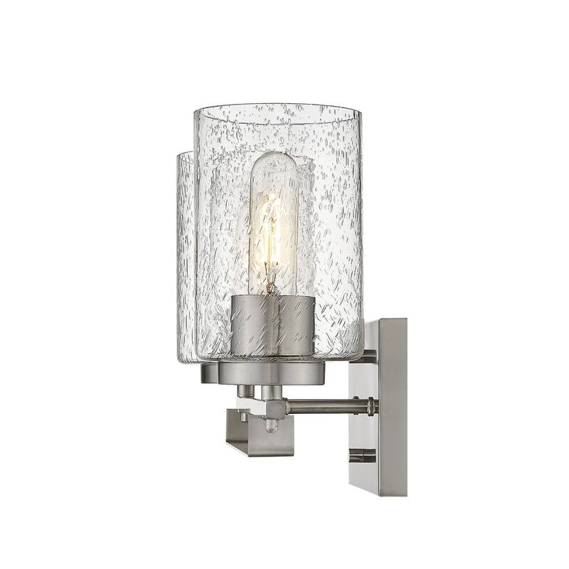 Modern Flush Mount Wall Light Fixture with Clear Bubble Glass Shade and LED Compatible for Bedroom