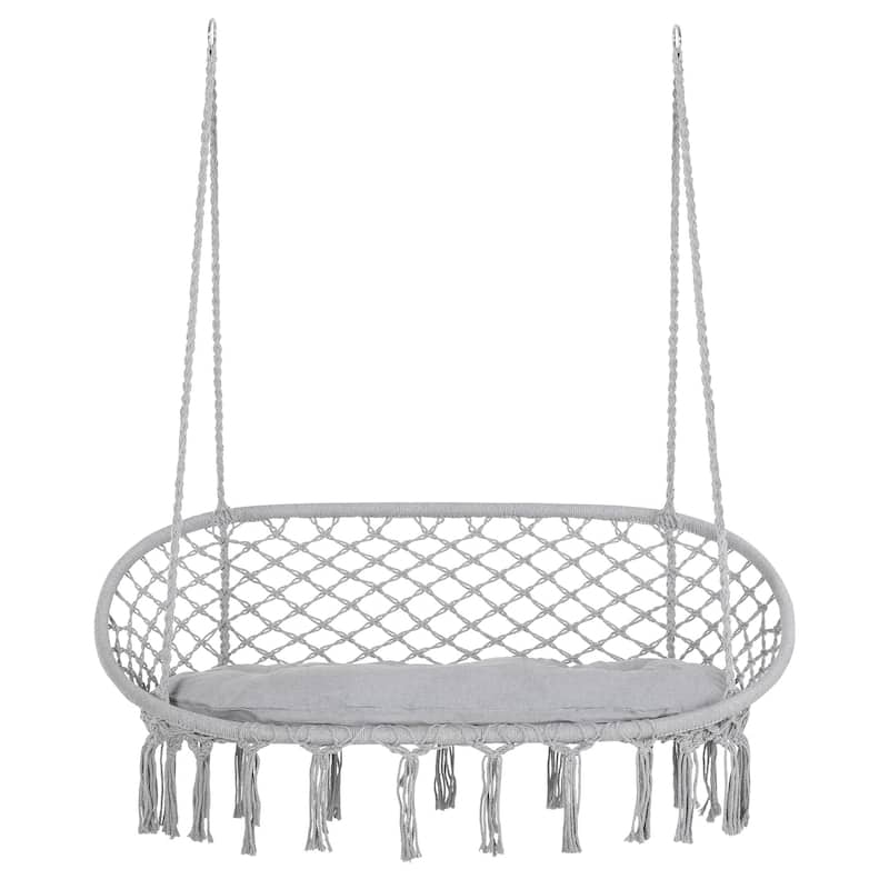 Steel Frame 2-Person Macrame Chair - Gray