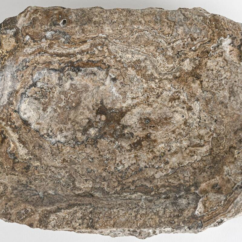 Textured Edge -Shaped Travertine Bowl - 11.5" - Gray