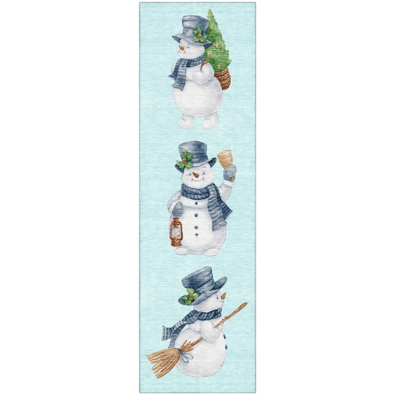 Premium Washable Super Soft Winter Holiday Snowman Mayfield Rug