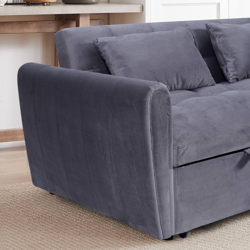 Foldable Velvet Sofa Bed with Adjustable Back, 3-in-1 Convertible Futon for Small Spaces