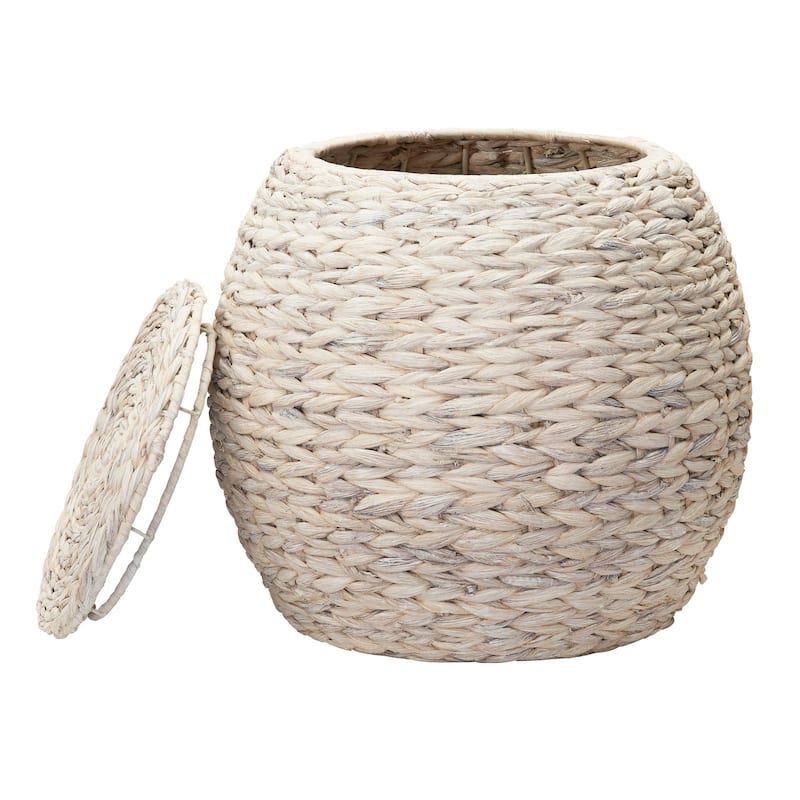 Household Essentials Handwoven Barrel Wicker Storage Basket Side Table - 17.0"L x 17.0"W x 19.0"H