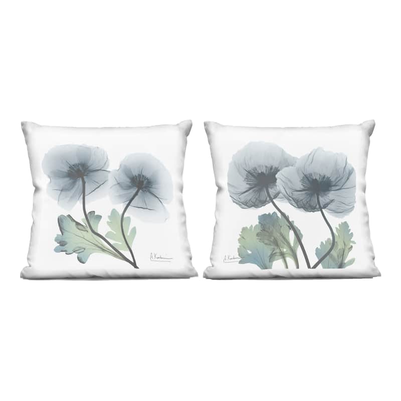 Stupell Luminous Sapphire Florals Decorative Printed Throw Pillow Design by Albert Koetsier (Set of 2) - Pillow Sets - Polyester - Blue - Set of 2