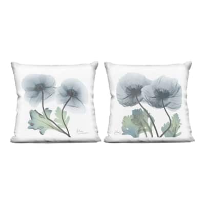 Stupell Luminous Sapphire Florals Decorative Printed Throw Pillow Design by Albert Koetsier (Set of 2)